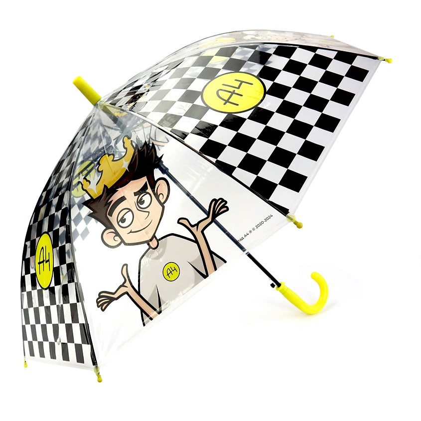 Изображение товара Детский прозрачный зонт Влад А4, полуавтоматический, черный, для мальчиков и девочек