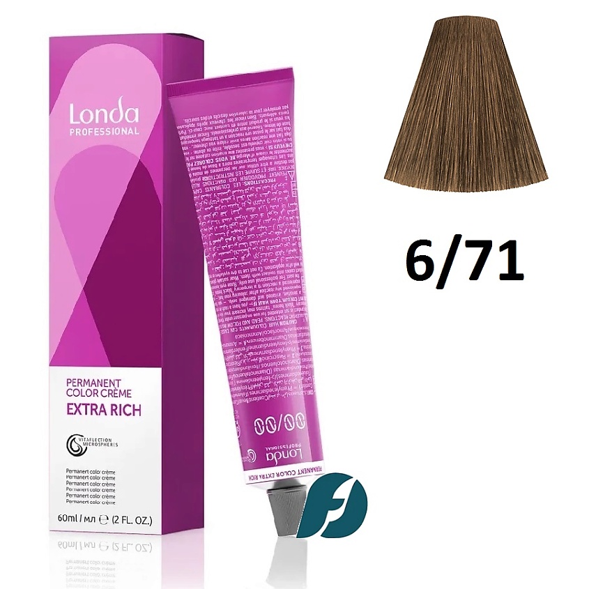 Изображение товара LONDA PROFESSIONAL Стойкая крем-краска для волос Permanent Color 6/71 темный блонд коричнево-пепель