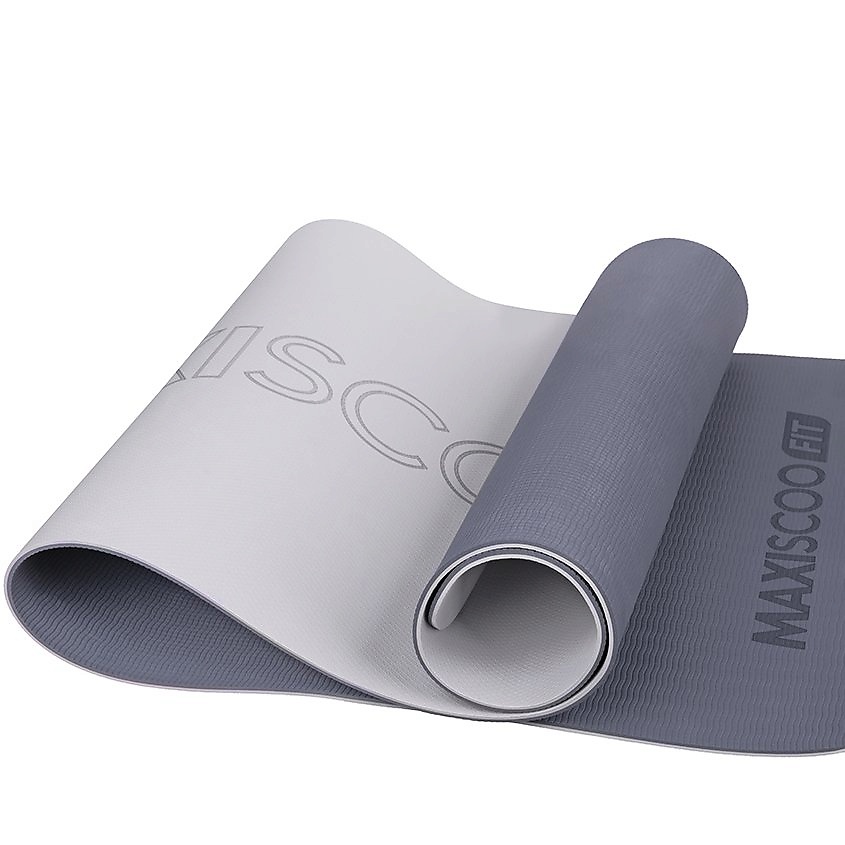Изображение товара MAXISCOO Коврик с Ремешком для Йоги и Фитнеса, 6 мм, Серый