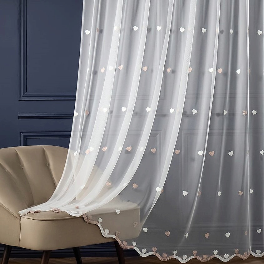 Изображение товара ARYA HOME COLLECTION Тюль Love, Белый, розовый