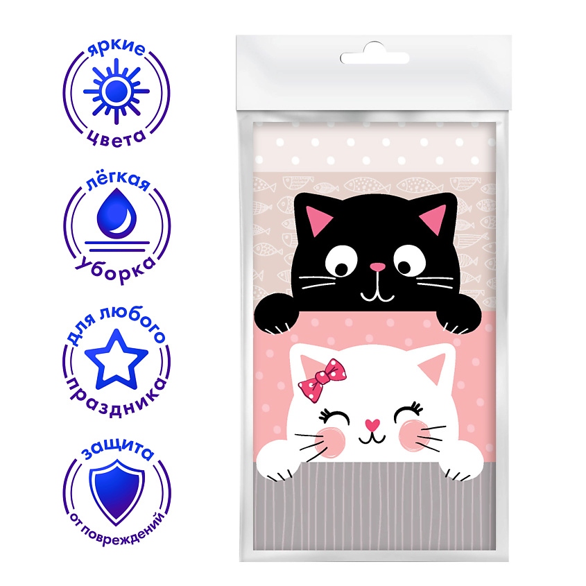 Изображение товара Скатерть ND PLAY Кошки с ушками 120x180 см полиэтиленовая розовая