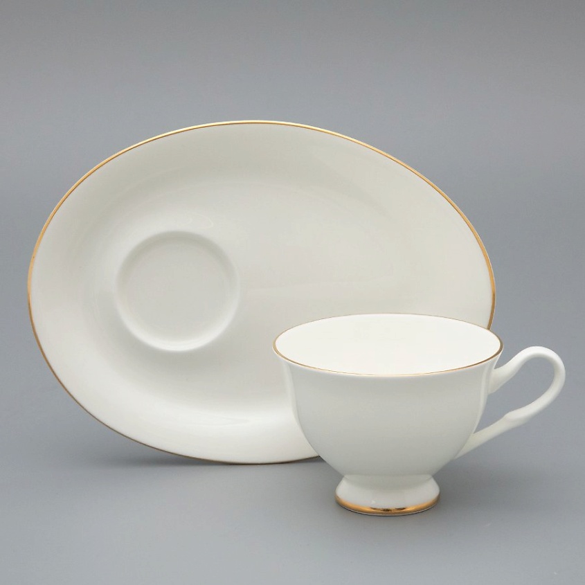Изображение товара ИМПЕРАТОРСКИЙ ФАРФОРОВЫЙ ЗАВОД Чашка с блюдцем чайная "Золотая лента", 1 шт.