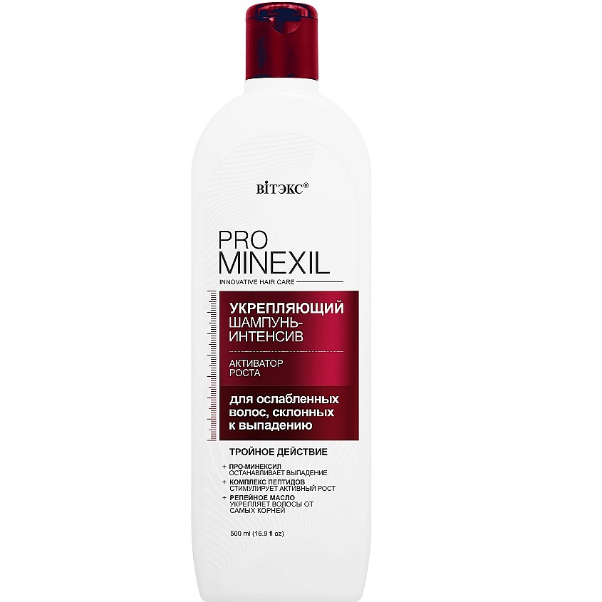 Изображение товара ВИТЭКС Укрепляющий шампунь-интенсив для ослабленных волос, склонных к выпадению PRO MINEXIL, 500 мл