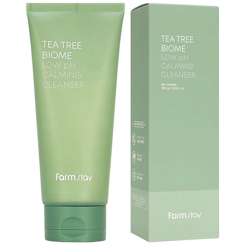 Изображение товара FARMSTAY Пенка для умывания Успокаивающая очищающая c нейтральным pH Tea Tree Biome Low pH Calming Cleanser, 180 мл