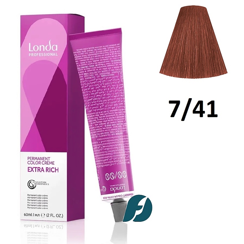 Изображение товара LONDA PROFESSIONAL Стойкая крем-краска для волос Permanent Color, 7/41 блонд медно-пепельный