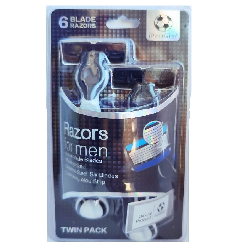 Изображение товара PEARLMAX Мужская одноразовая бритва football 6 лезвий, Черный, 1 шт.
