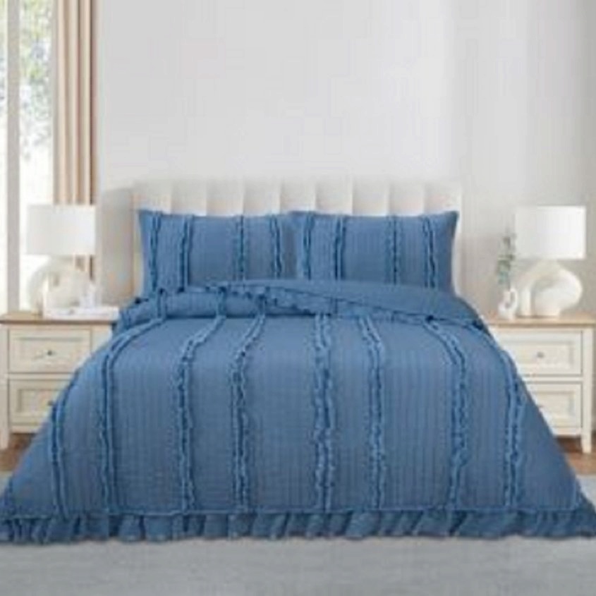 Изображение товара Покрывало Arya Lauren 250x260 см хлопок синее для кровати и дивана