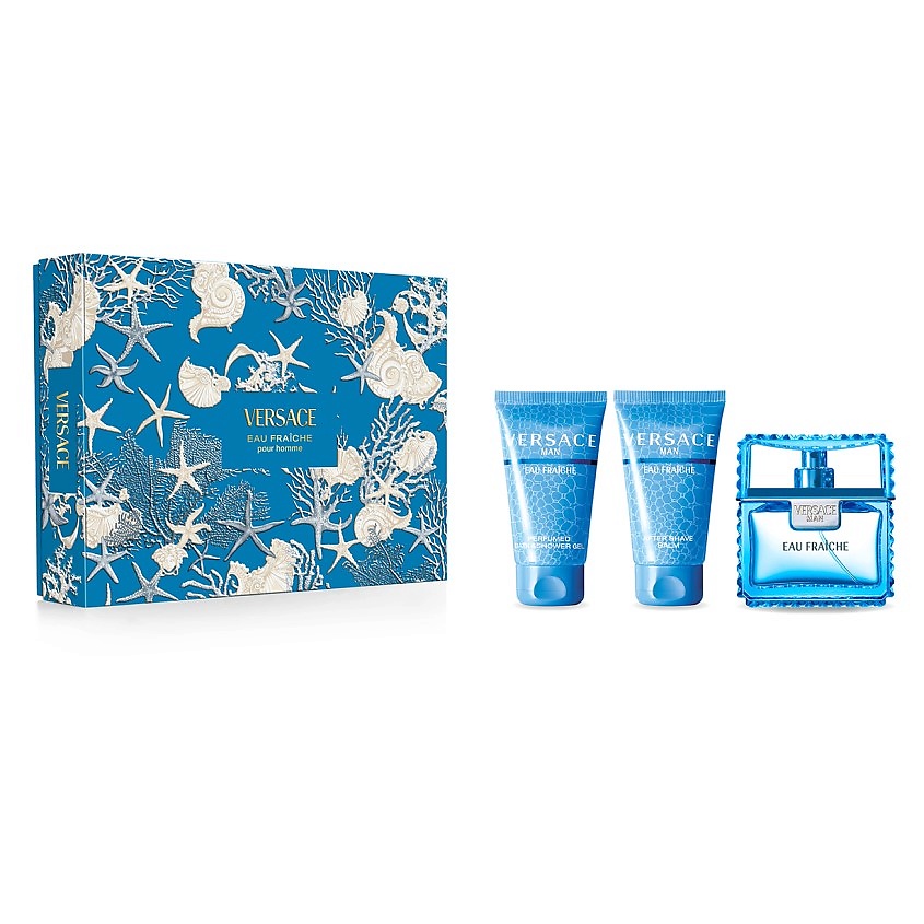 Изображение товара VERSACE Мужской набор Eau Fraiche, Туалетная вода, спрей 50 мл + Бальзам после бритья 50 мл + Гель для душа 50 мл