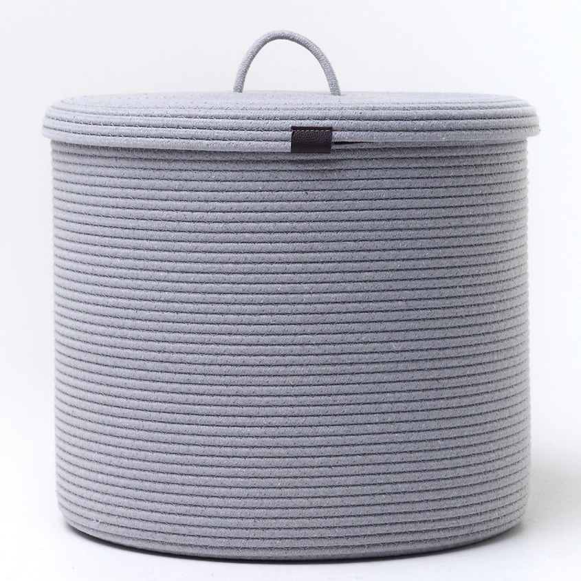 Изображение товара Плетеная корзина для белья и игрушек ASTIHOME 39x35 см с крышкой серая