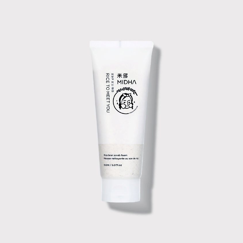 Изображение товара MIDHA Пенка-скраб для умывания с измельченной рисовой шелухой, 150 мл