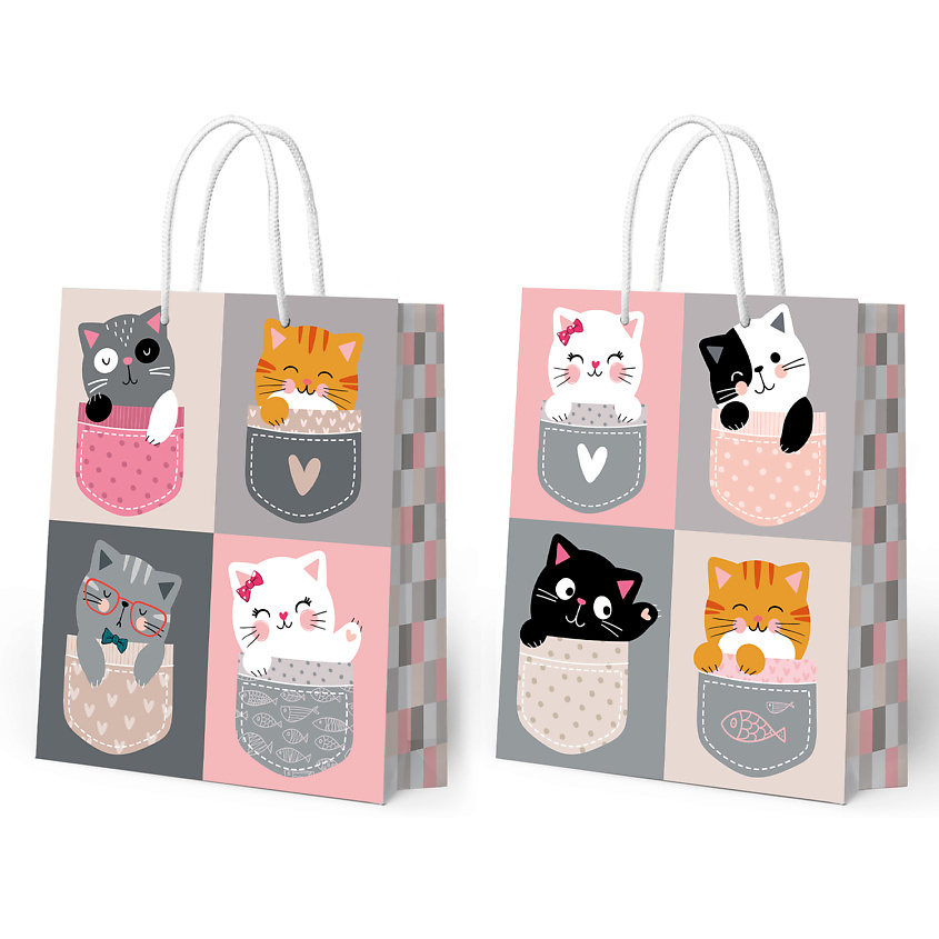 Изображение товара Подарочный пакет ND Play Кошки в кармашках 335х406х155 мм для детских подарков