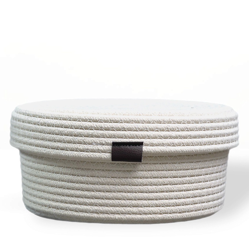 Изображение товара Плетеная корзина для хранения с крышкой из хлопка ASTIHOME Белая