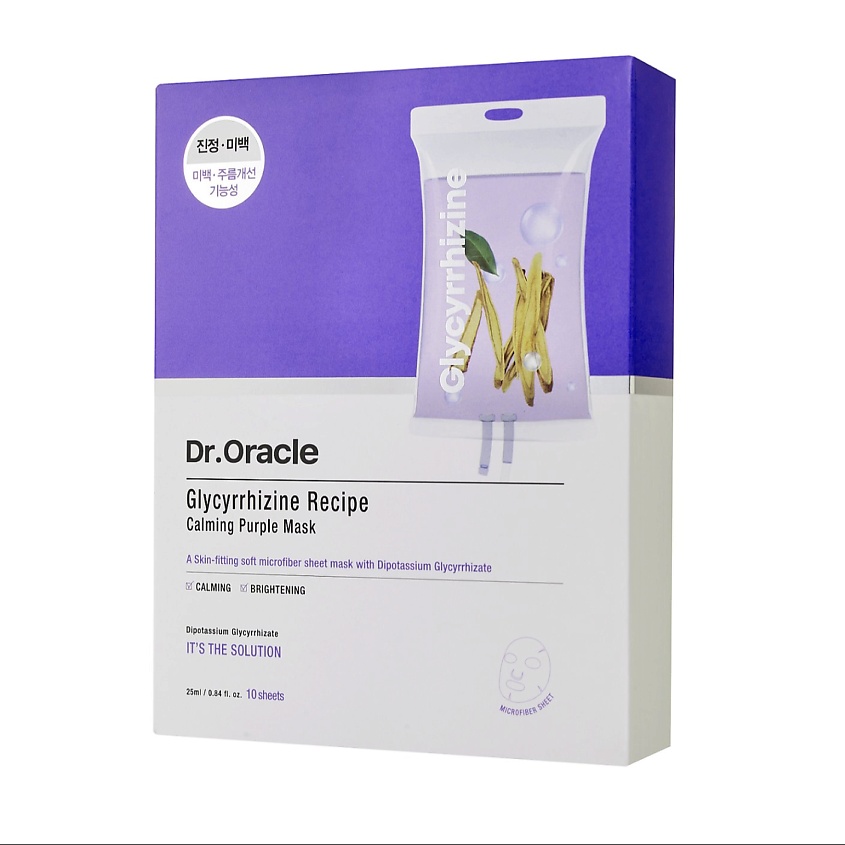 Изображение товара DR.ORACLE Набор успокаивающих масок с глицирризинатом Glycyrrhizine Recipe Calming Purple Mask, 10 шт.