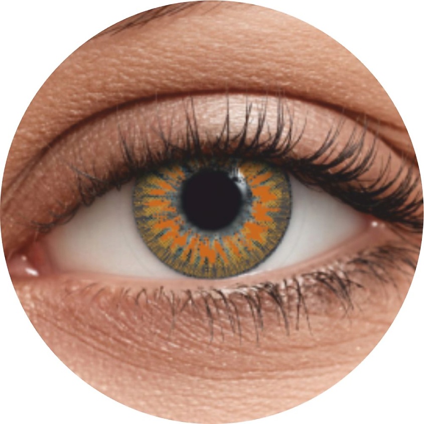 Изображение товара Цветные контактные линзы OKVision Fusion color Amber на 1 месяц гипрогелевые яркие и безопасные