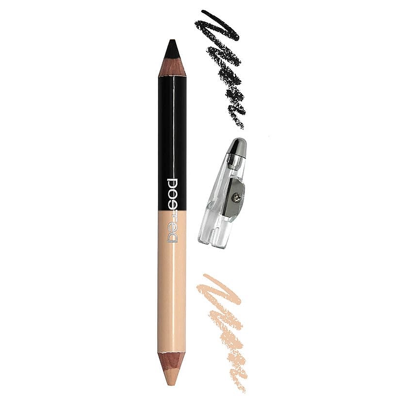 Изображение товара POETEQ Двойной карандаш для глаз с точилкой, № 92 Кремовый-черный, 2 г