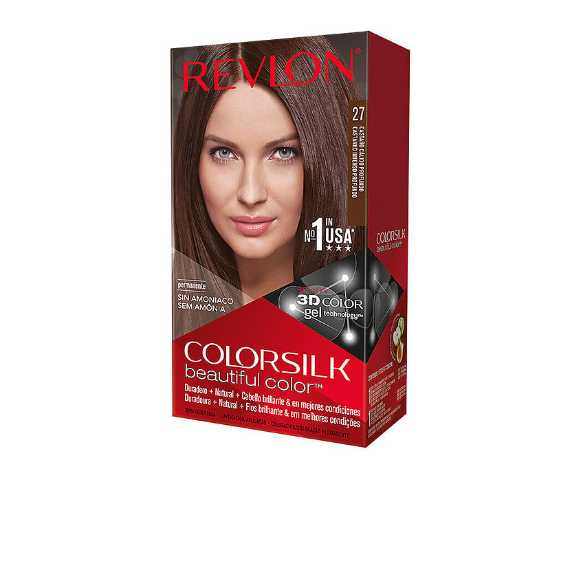 Изображение товара Ревлон Бесаммиачная стойкая краска для волос ColorSilk 27 Deep Warm Chestnut