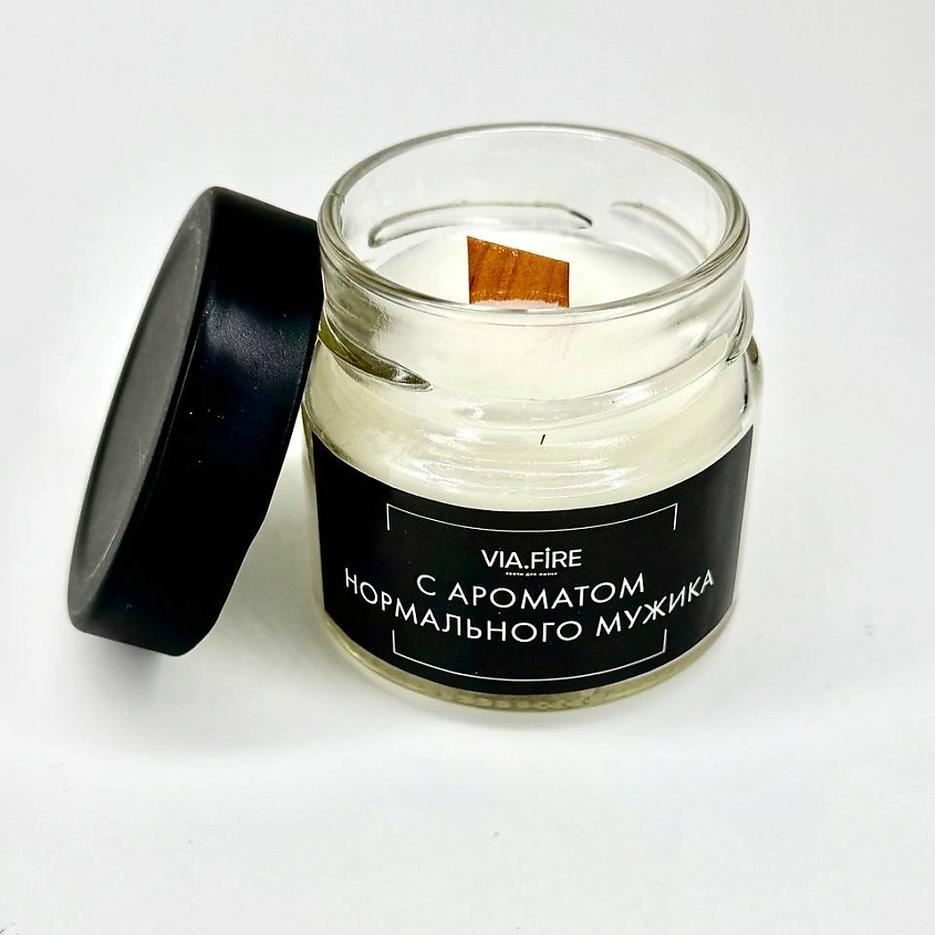 Изображение товара VIA.FIRE Свеча ароматическая с ароматом нормального мужика, Черный