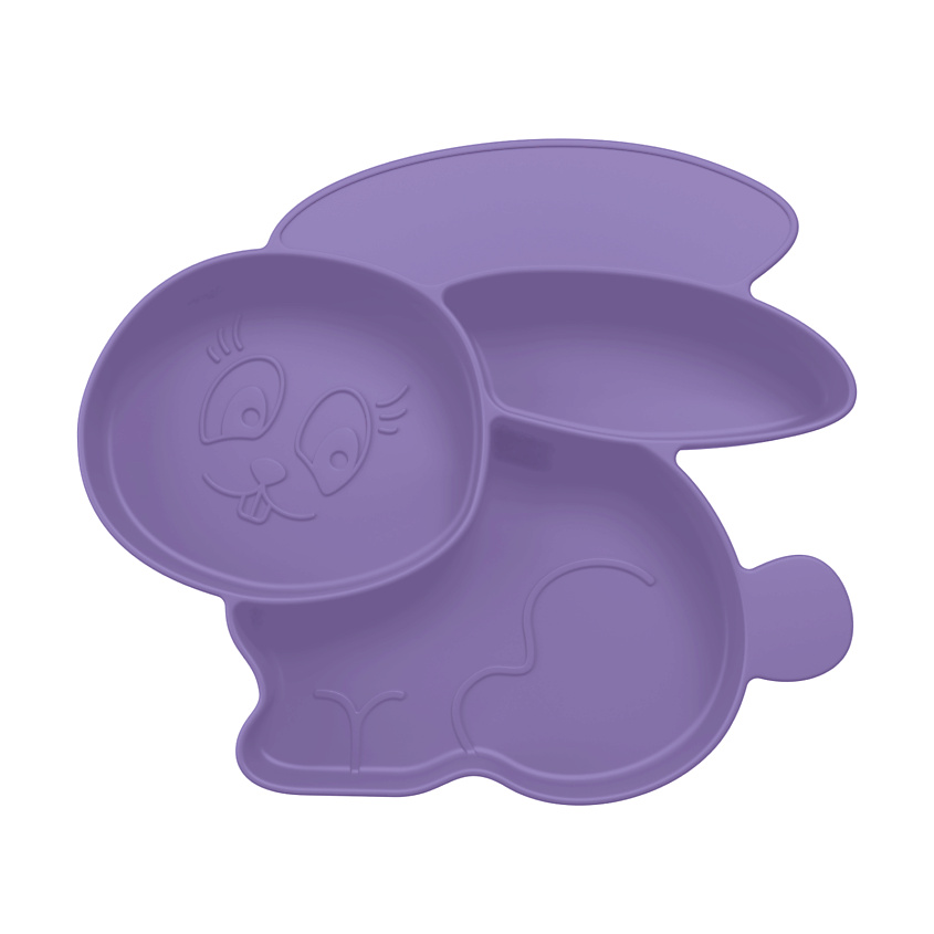 Изображение товара SILIHOME Силиконовая детская тарелка "Зайка" с секциями, фиолетовый