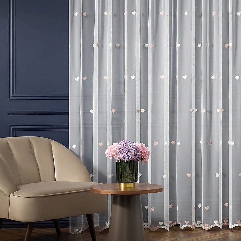 Изображение товара ARYA HOME COLLECTION Тюль Love, Белый, Розовый