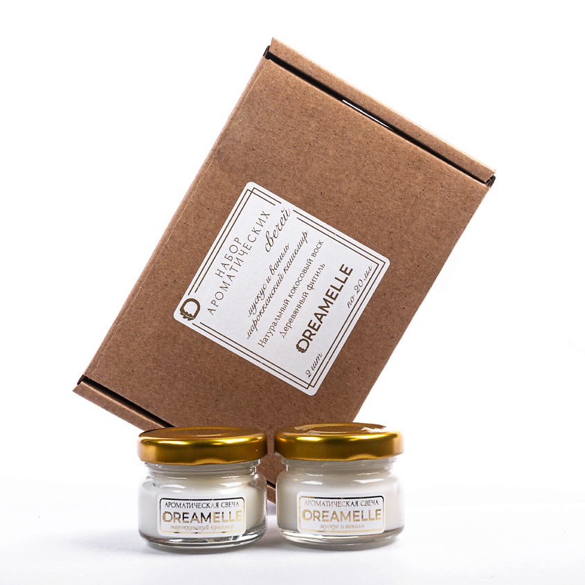 Изображение товара DREAMELLE Набор ароматических свечей, Марокканский кашемир / Мускус и ваниль. 2 шт по 20 мл