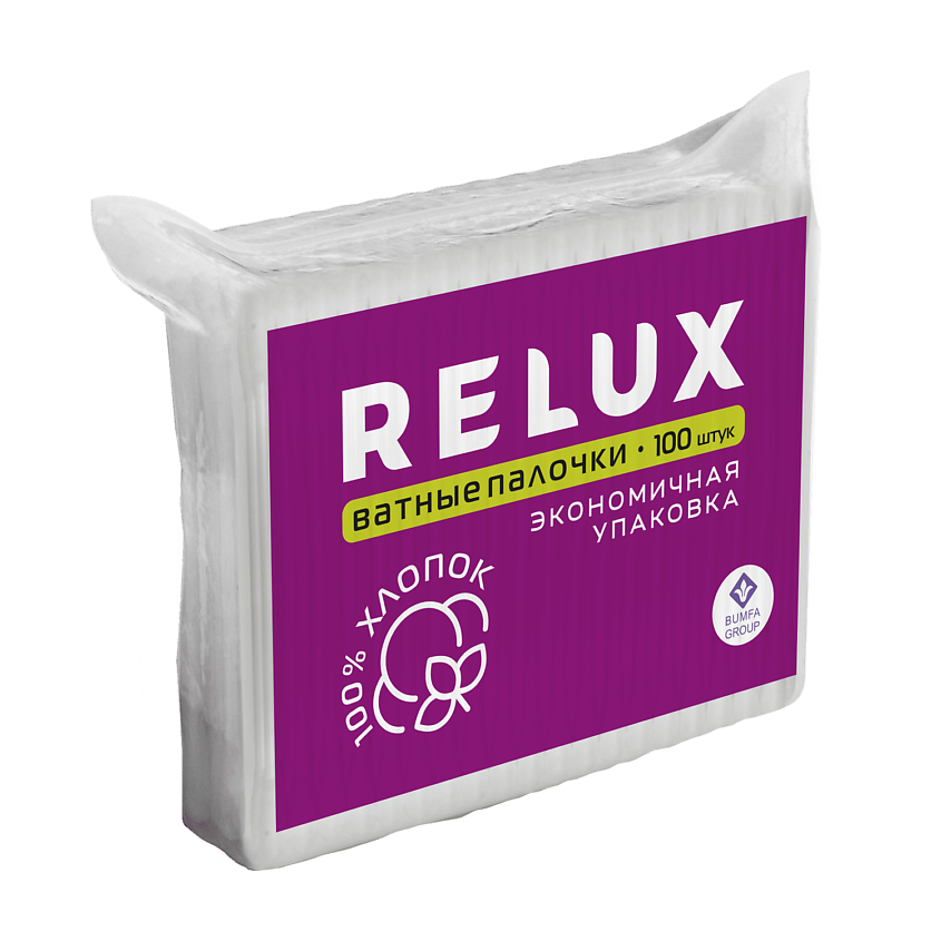 Изображение товара RELUX Палочки ватные в пакете, 100 шт.