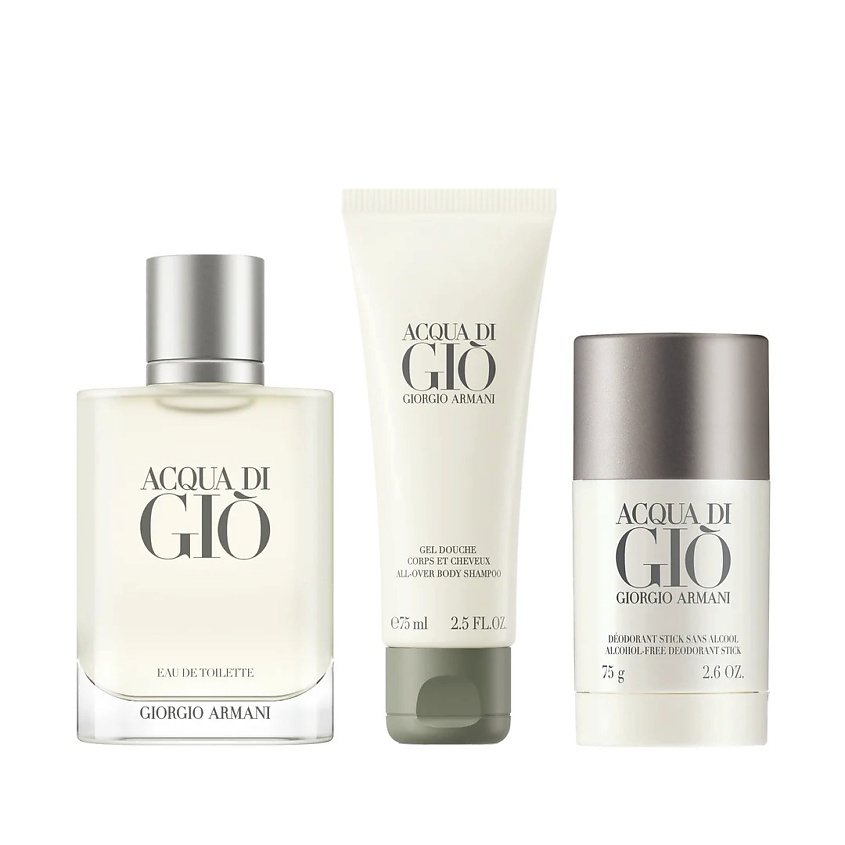 Изображение товара GIORGIO ARMANI Набор Acqua Di Gio: Туалетная вода + Гель для душа + Дезодорант, 100 мл + 75 мл + 75 мл