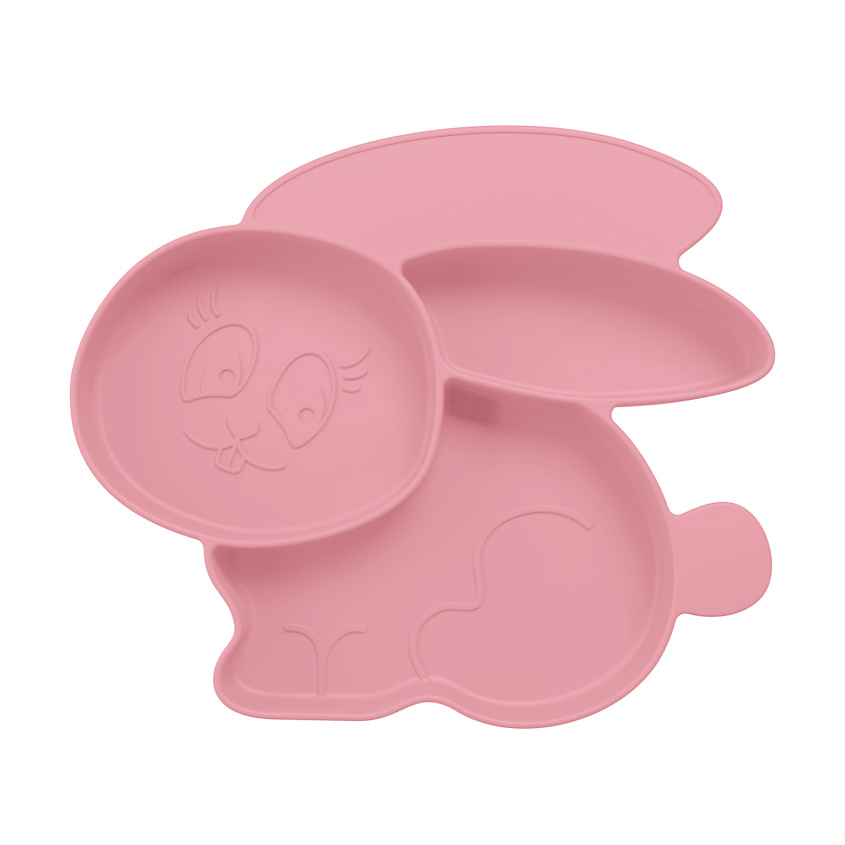 Изображение товара SILIHOME Силиконовая детская тарелка "Зайка" с секциями, розовый