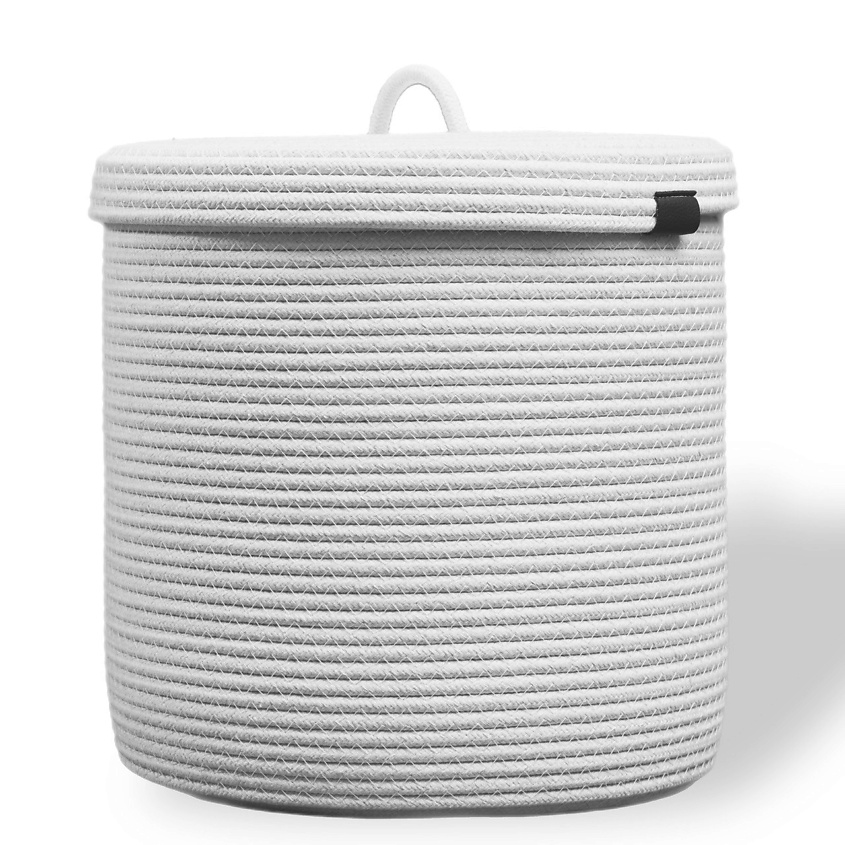 Изображение товара Корзина для хранения плетеная с крышкой 28х28 см белая ASTIHOME