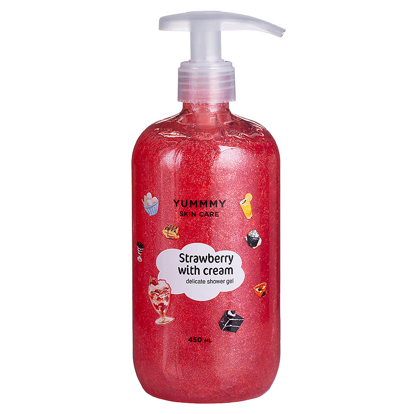 Изображение товара YUMMMY Гель для душа с блестками Strawberry with Cream, 450 мл