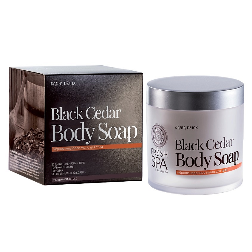 Изображение товара NATURA SIBERICA Чёрное кедровое мыло для тела Fresh SPA Bania Detox 400 мл