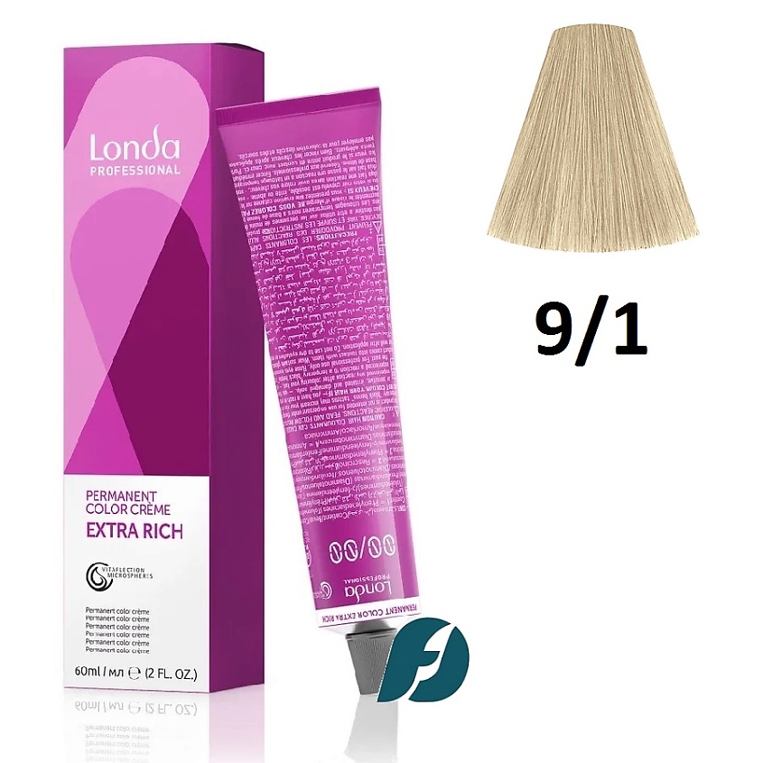 Изображение товара Стойкая крем-краска для волос LONDA PROFESSIONAL Permanent Color 9/1 очень светлый блонд пепельный