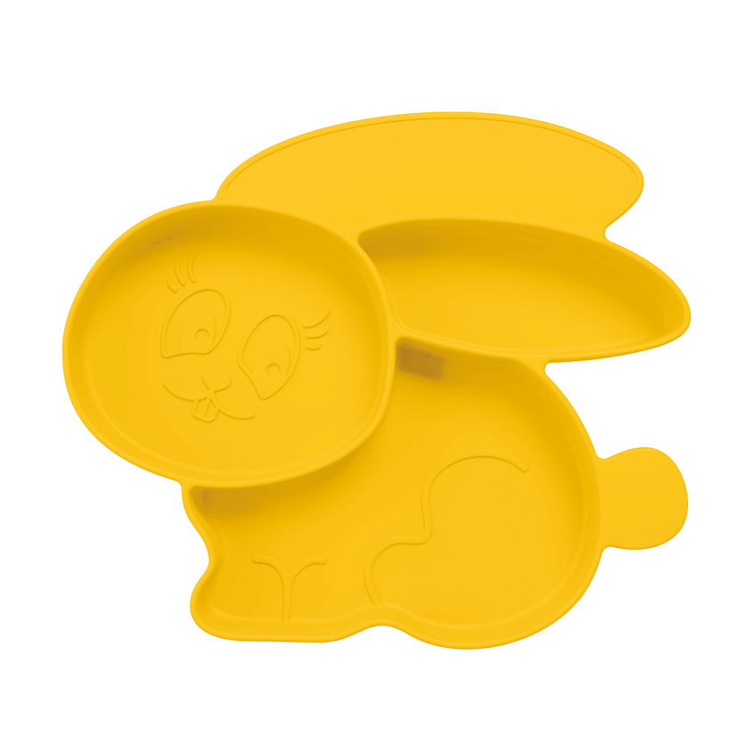 Изображение товара SILIHOME Силиконовая детская тарелка "Зайка" с секциями, желтый