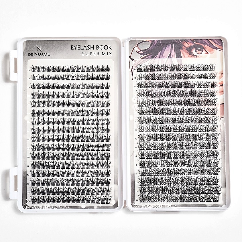 Изображение товара BENUAGE Накладные ресницы пучки 10-13 мм SUPER MIX, размер: 10-13