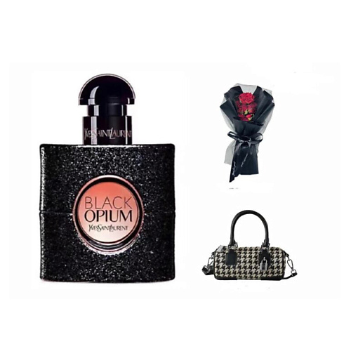 

YVES SAINT LAURENT Парфюмерный набор Black Opium +Букет+Сумка, Парфюмерный набор Black Opium +Букет+Сумка