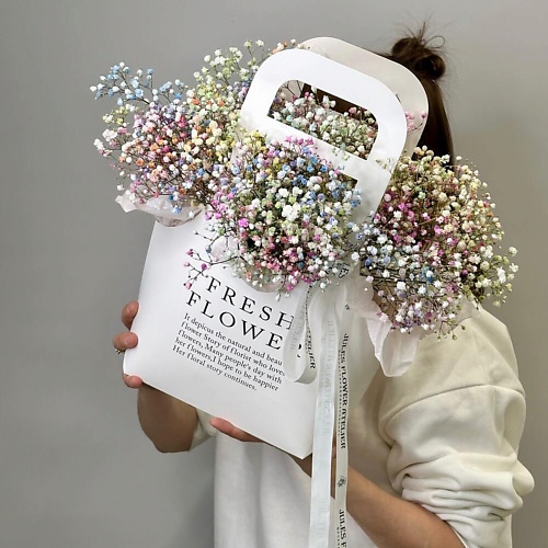

JULES FLOWER ATELIER «Монпасье» сумка с разноцветной гипсофилой, «Монпасье» сумка с разноцветной гипсофилой
