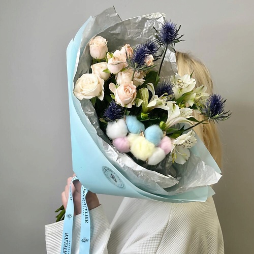 

JULES FLOWER ATELIER «Tin woodman» комплимент из нежных пионовидных роз с хлопком, «Tin woodman» комплимент из нежных пионовидных роз с хлопком