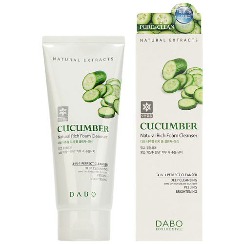 

DABO Пенка для умывания освежающая c экстрактом огурца Cucumber Natural Rich Foam Cleanser, Пенка для умывания освежающая c экстрактом огурца Cucumber Natural Rich Foam Cleanser