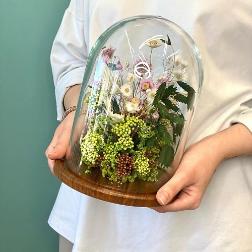 

JULES FLOWER ATELIER Клош с сухоцветами и стабилизированными цветами, Клош с сухоцветами и стабилизированными цветами