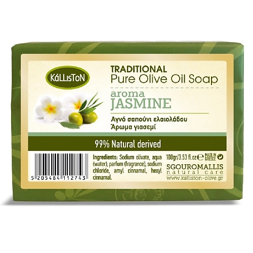

KALLISTON Мыло Traditional Jasmine натуральное оливковое ЖАСМИН 100, Мыло Traditional Jasmine натуральное оливковое ЖАСМИН