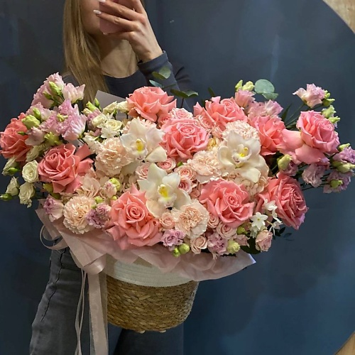 

ЦВЕТОЧНЫЙ БАР LOFТ Ажурные розы корзина, Ажурные розы корзина