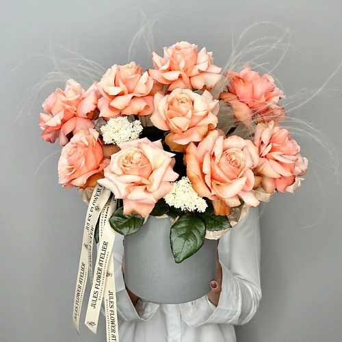 

JULES FLOWER ATELIER «Утренняя заря» Цветы в коробке из французской розы, «Утренняя заря» Цветы в коробке из французской розы