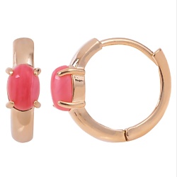 Серьги с родохрозитом "Колечки кабошон"