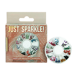 Набор фигурных страз для декора ногтей и апельсиновая палочка Just sparkle!