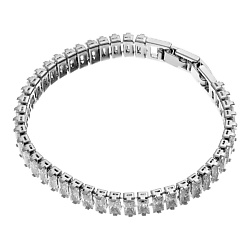 Теннисный браслет с прозрачными кристаллами огранки багет