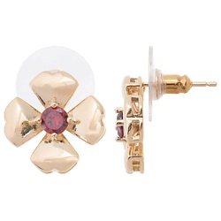 Серьги с гранатом "Клевер 4 листа"