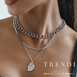 Колье из цепочек с подвеской тройная скол золото
