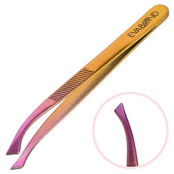 Пинцет для бровей изогнутый скошенный