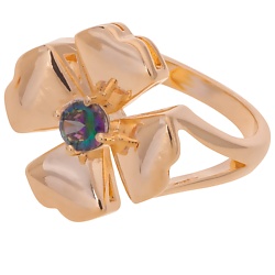 Кольцо с мистик фианитом "Клевер 4 листа"