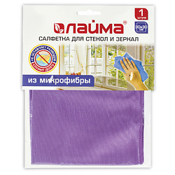 Салфетка для стекол и зеркал, гладкая микрофибра