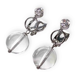Серьги клипсы без прокола с прозрачной бусиной